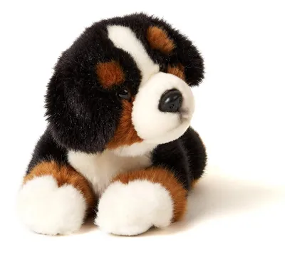 Produktbild von Uni-Toys - Berner Sennenhund Welpe, liegend - 24 cm (Länge) - Plüsch-Hund, Haustier - Plüschtier, Kuscheltier