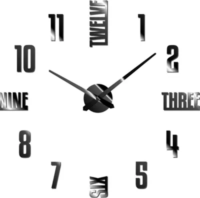 Produktbild von Miraval DIY Wanduhr Schwarz – Moderne selbstklebende Wanduhr, geräuscharmes Quarzuhrwerk, extra große Ziffern, 119 mm