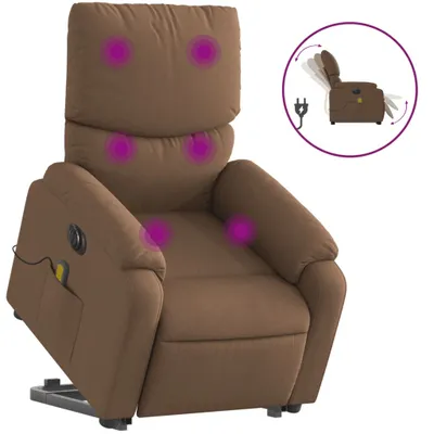 Produktbild von vidaXL Elektrischer Massagesessel mit Aufstehhilfe Braun Stoff