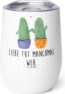 Produktbild von Mr. & Mrs. Panda Isolierbecher Kaktus Liebe - Weiß - Geschenk, thermosbecher, kaffee tasse, edelstahl thermobecher, Pärchen, Love, Versöhnung, Weinbecher, Hochzeit