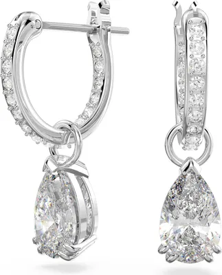 Produktbild von Swarovski-Millenia Kreolen, Tropfenschliff, Weiß, Rhodiniert, 5636716