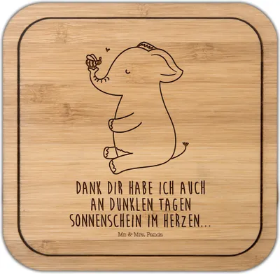 Produktbild von Mr. & Mrs. Panda Untersetzer Quadratisch Elefant Biene - Transparent - Geschenk, kork, Tischuntersetzer, Tischschoner, Coaster, Liebe, Heiratsantrag, Hochzeitsgeschenk