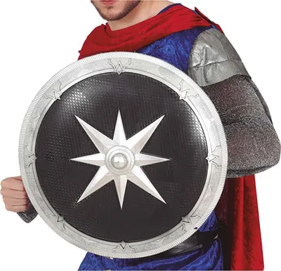 Imagen del producto de Escudo medieval de Römer, color y plateado, con estrella. Accesorio para disfraces de carnaval, juegos de rol, fiestas, princesas de cuento, armaduras de caballero y elementos de fantasía. Color: