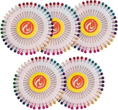 Image de Épingles de couture - Épingles à quilting - Pour la couture et les travaux manuels - Têtes en perles de couleurs - 200 pièces - Multicolore