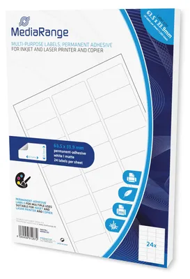 Image de MediaRange MRINK150 Étiquettes polyvalentes blanc mat 63,5 x 33,9 mm