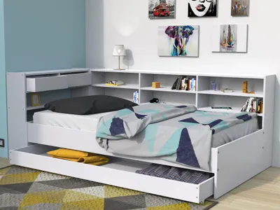 Produktbild von STAURAUMBETT ROLLER / 90x190 cm - Weiß