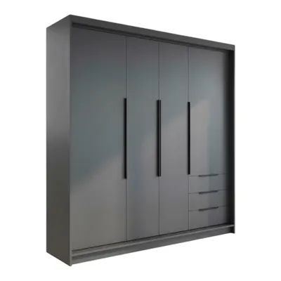 Produktbild von Geräumiger vier-türiger Kleiderschrank KLARI mit Schubladen und Metallgriffen – modernes Design