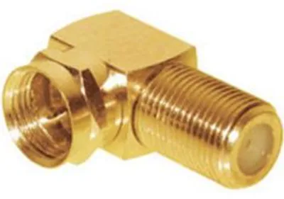 Produktbild von F-Stecker auf F-Buchse Adapter, gewinkelt, vergoldet