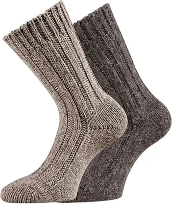Produktbild von TippTexx 24 2 Paar superweiche Wollsocken mit Alpakawolle für Damen und Herren, Mittelbraun-Dunkelbraun, Größe 35-38