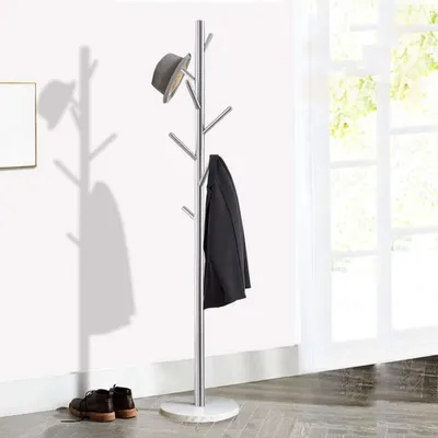 Obrázek produktu pro Stojan na oblečení, kovový, s mramorovou základnou, elegantní, výška 183 cm