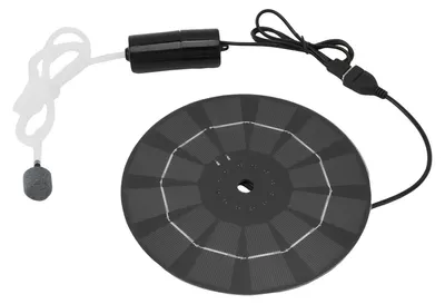 Produktbild von Solar-Teichbelüftungspumpe, 10 W, monokristallines Silizium, rund, USB-Anschluss, für Aquarien, Teiche und Pools im Freien