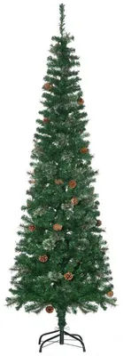 Immagine prodotto di Albero di Natale artificiale Moonbite, altezza 195 cm, modello sottile, con pigne, ignifugo, facile da pulire, con montaggio e smontaggio rapidi, realizzato in plastica, colore verde