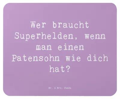 Produktbild von Mr. & Mrs. Panda Mousepad Spruch Patensohn Held - Lavendeltraum - Geschenk, Unterstützung, persönliche Erinnerungen, pc mausunterlage, herzerwärmende Sprüche, Mauspad