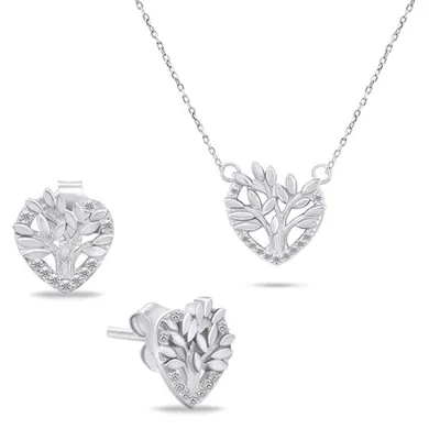 Zdjęcie produktu dla Pasujący zestaw srebrnej biżuterii Tree of Life SET236W (naszyjnik, kolczyki)