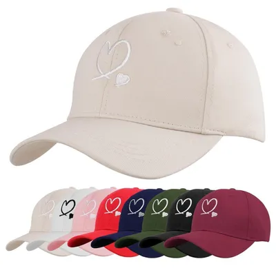 Produktbild von Baseballmütze mit Herzstickerei Uni Verstellbar Baumwolle UV-Schutz Beige