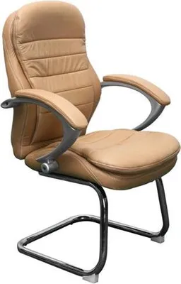 Produktbild von Besprechungsstuhl, Konferenzstuhl, Büroausstattung, Büromöbel, Bürostuhl, Modernes Design, Echtleder ( Vorderseite),Modell: Bergamo ,Farbe: beige/ hell, Neu von Jet-Line
