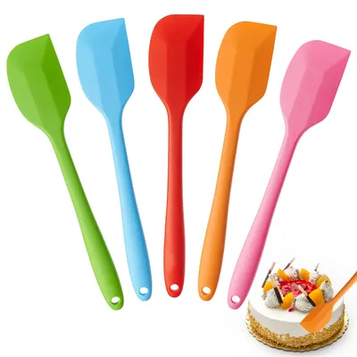 Produktbild von 5-teiliges Teigschaber-Set, Silikonspatel mit Metallkern, hitzebeständig bis 260 °C, antihaftbeschichtet, BPA-frei, zum Kochen und Backen