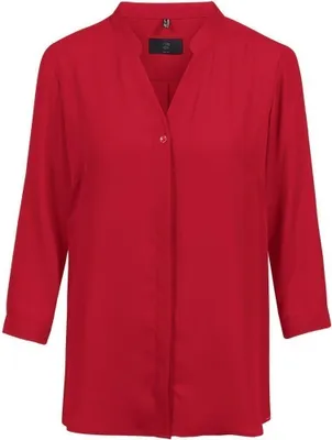 Produktbild von Greiff CHIFFON Damen Chiffon-Bluse 3/4-Arm V-Neck Regular-Fit Rot 40