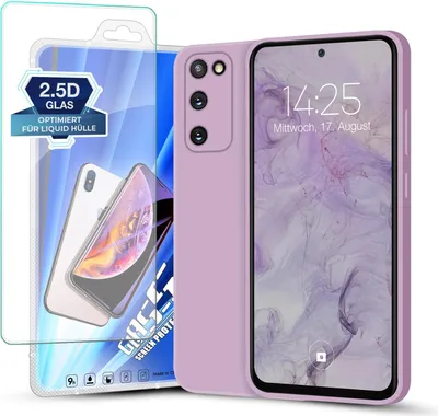 Produktbild von Hülle für Samsung Galaxy S20 FE mit 9H Displayglas Displayschutz Plus Case Cover Bumper Silikon Softgrip Schutzhülle Farbe: Lila