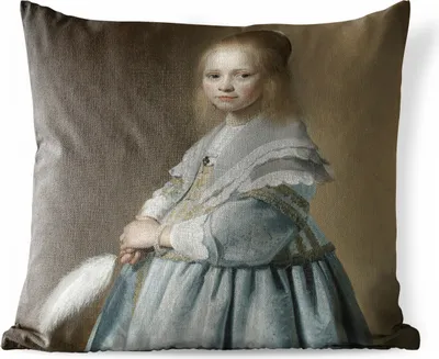 Produktbild von MuchoWow® Outdoor Kissen - Bildnis eines Mädchens in Blau - Johannes Cornelisz Verspronck - 40x40 cm - Wetterfest - Lounge Kissen - Kopfkissen - Interieur - Polster mit Bild