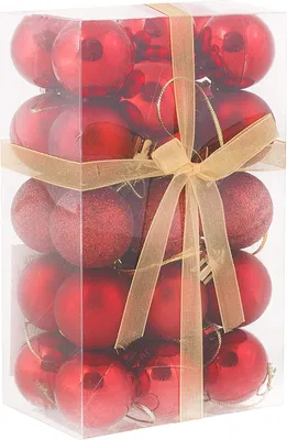 Produktbild von SPRINGOS koule na vánoční stromek Umělá koule 30 kusů nerozbitná vánoční koule Glitter Matt Shine vánoční dekorace Vánoce (červená)