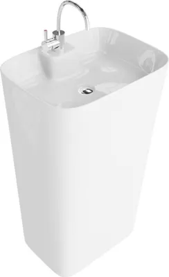 Produktbild von Lavita Standwaschbecken Iva, Porzellan Weiß Glanz, Freistehend Rechteckig, 86x50x38,5 cm, mit Überlauf, Hahnloch, spezielle Oberflächenbeschichtung, einfache Installation