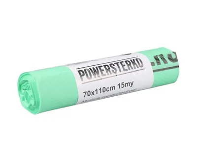 Obrázek produktu pro Powersterko - Pytle na odpad | Bioplast na bázi směsi škrobu | 120L | 70x110cm | 15my | Zelené