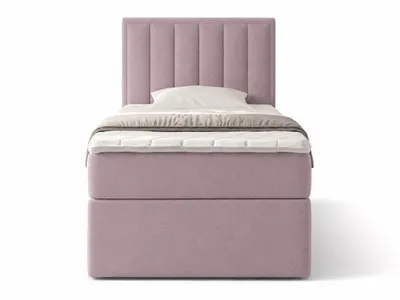 Produktbild von NORDELO Boxspringbett MORFEO 90x200 cm NEW VELO Velvet Rosa Komplett-Set gepolstertes Einzelbett mit Stauraum, Matratze und 4 cm Visco-Topper, Bonellfederkernmatratze, T30-Schaum