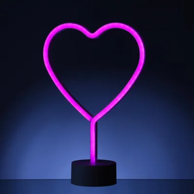 Produktbild von LED NEON Figur HERZ - Neonlicht - H: 30cm - Batterie oder USB Betrieb - stehend - pink