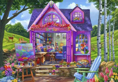 Produktbild von BLUEBIRD Puzzle Studio in einer Hü tte mit 1000 Puppen
