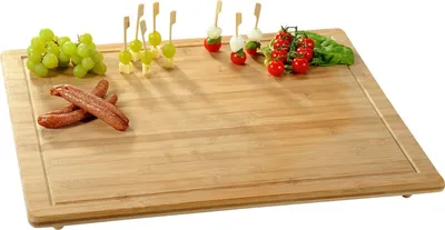 Produktbild von Schneideplatte Abdeckplatte Servierbrett 56 x 50 x 4 cm aus Bambus