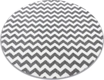 Produktbild von Teppich SKETCH ring - F561 grau/weiß - Zickzack Grau rund 100 cm