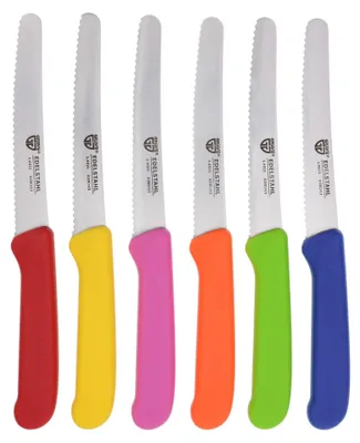 Productafbeelding van Tafelmessen, 6 stuks, set van 6 broodjes, gekarteld, 21 cm - kleurrijk