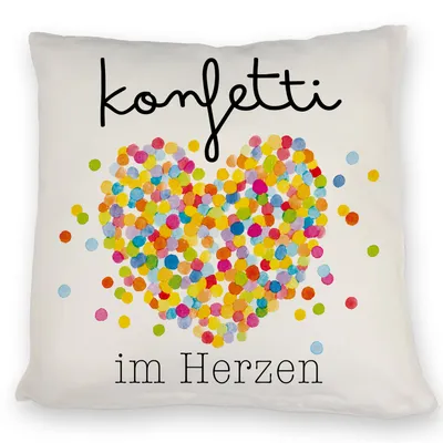 Produktbild von Konfetti im Herzen Karneval Geschenk Kissen
