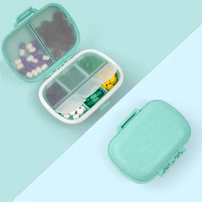Produktbild von Pillendose Organizer mit 8 Fächern - Tragbare Medikamentenaufbewahrungsbox für Vitamine und Supplements