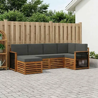 Produktbild von Möbel Ecksofa Set mit Kissen 5 pcs Natur und AnthrazitGartensofas - Gartensofas c1869