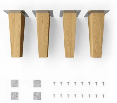 Produktbild von 4x sossai® Holzfüße eckig - gerade Ausführung 15cm Eiche