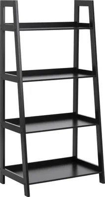 Obrázek produktu pro Leiterregal >Wally< in schwarz, MDF - 63x130x40cm (BxHxT)