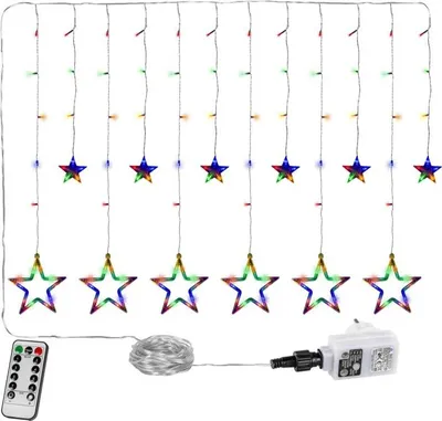 Obrázok produktu pre VOLTRONIC Vianočný záves,svietiace hviezdy, 150 LED, farebný