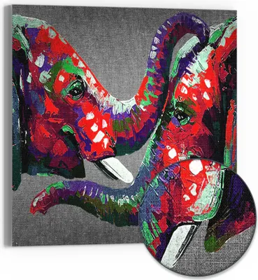 Produktbild von DEQOART Hybrid Leinwand Bild 50x50 cm 'Bunte Verbundenheit' Wandbild Glas flach modern