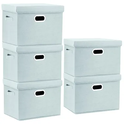 Produktbild von Große Aufbewahrungsbox aus Stoff mit Deckel, faltbar, waschbar, 44 x 30 x 29 cm, 5-teiliges Set