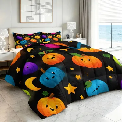 Productafbeelding van Omkeerbaar Dekbed met Pompoenprint voor Kinderen 260 x 220 cm