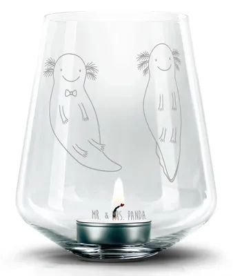 Produktbild von Mr. & Mrs. Panda Kerzenhalter Axolotl Liebe - Transparent - Geschenk, Windlicht Glas, Valentinstag, Teelichthalter, für Frauen, Mitbringsel, Laterne, Partner, Freundin