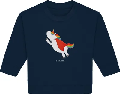 Produktbild von Mr. & Mrs. Panda Organic Baby Pullover Einhorn Geburtstag 24. - 36. Monat - French Navy - Geschenk, Geburtstagsgeschenk, Superheld, Einhörner, Bullover, Held, Unicorn