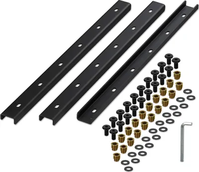 Immagine prodotto di Relaxdays Profilo di rinforzo, set da 3 pezzi, guida metallica da 60 cm, per stabilizzare il piano del tavolo, profilo a U con viti, acciaio, nero