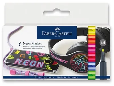 Obrázek produktu pro Faber-Castell 160806, 6 kusů, Modrá, Zelená, Oranžová, Červená, Fialová, Žlutá, 1,5 mm, Krabice