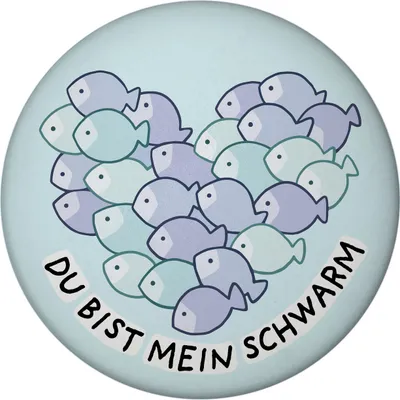 Produktbild von Jelly & Friends Fisch-Herz Magnet rund mit Spruch Du bist mein Schwarm