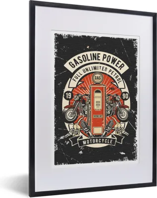 Produktbild von MuchoWow® MuchoWow® Gerahmtes Poster Mancave - Motor - Pumpe - Vintage 30x40 cm - Poster mit zchwarzem Bilderrahmen - Wandposter Schlafzimmer