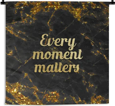 Produktbild von MuchoWow® Wandteppich Wandbehang Zitat - Gold - Glitter - Marmor 150x150 cm Tapisserie Dekoration Wandtuch - Wohnaccessoires - Modernes