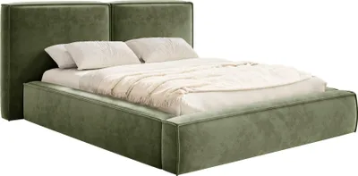 Produktbild von Selsey Tilves – Polsterbett 180x200 mit Bettkasten, Lattenrost, Velours, olivgrün